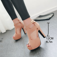 Elegant Peach Platform High Heels for Women - Breathable Summer Stiletto Sandals with Open Toe Design, Ankle Strap, and Faux Cover Interior - Ideal for Work & Casual Wear, Stiletto Heels