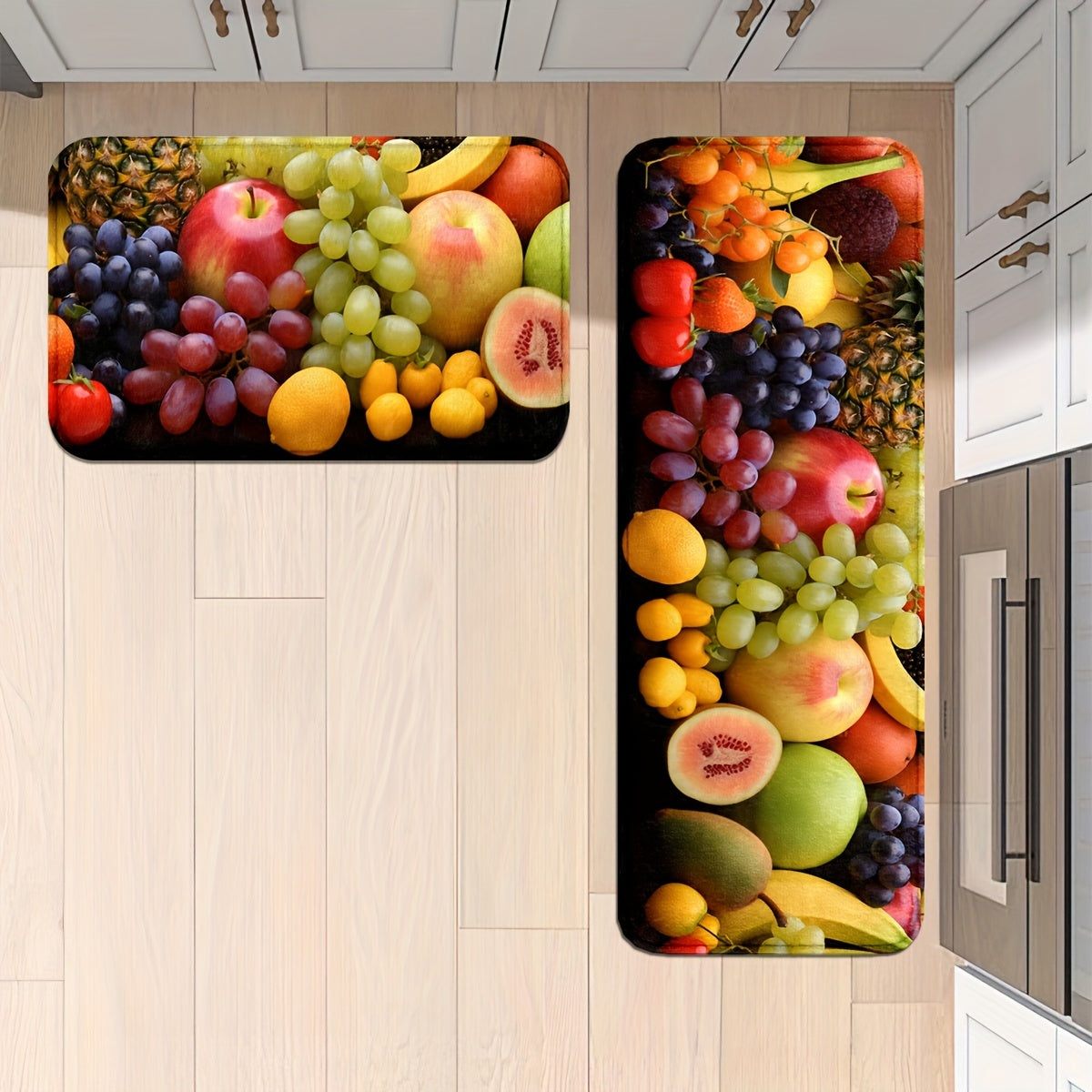 1pc/2pcs, Fruits Kitchen Mats, 0.47inch Thickness Non-Slip And Durable Bathroom Pads, Comfortable Standing Runner Rugs, Carpets For Kitchen, Home, Office, Sink, Laundry Room, Bathroom, Spring Decor