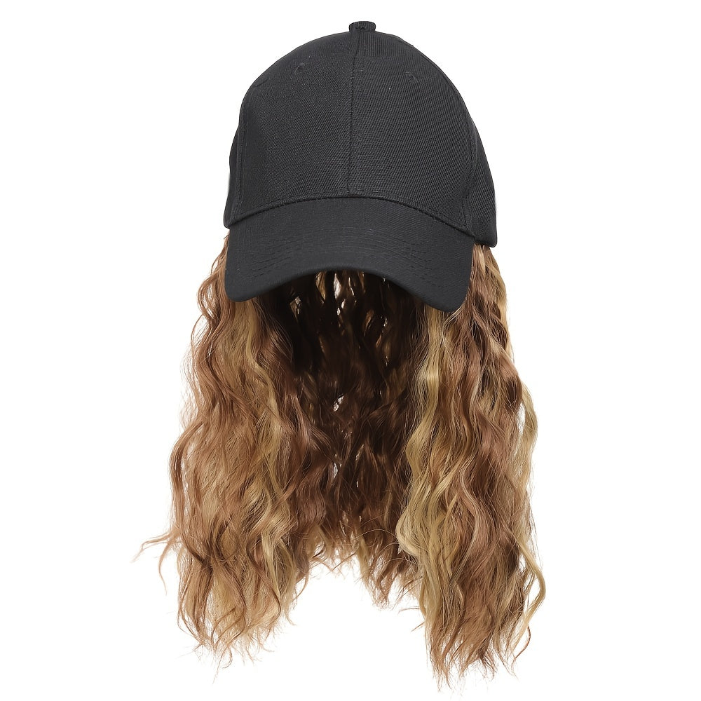 12 Inch Short Wave Baseball Cap Wig With Curly Hair Extension Synthetic Wave Wig Hat For Women Adjustable Baseball Hat Wig