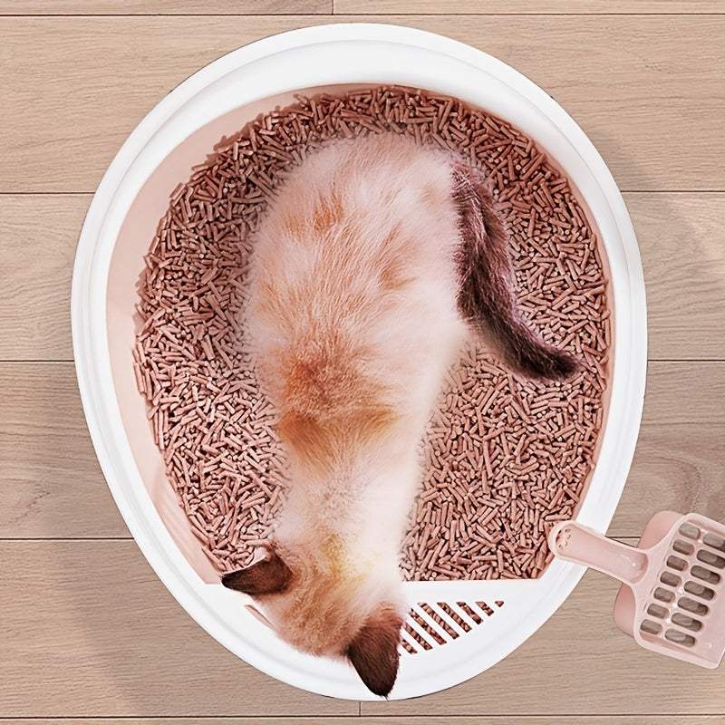 Pet Semi-Enclosed Cat Litter Box Detachable Cat Toilet with Cat Litter Shovel - For Cat Owners - Easy Cleaning & Odor Control - Suitable for Indoor Cats - Great Gift for Cat Lovers