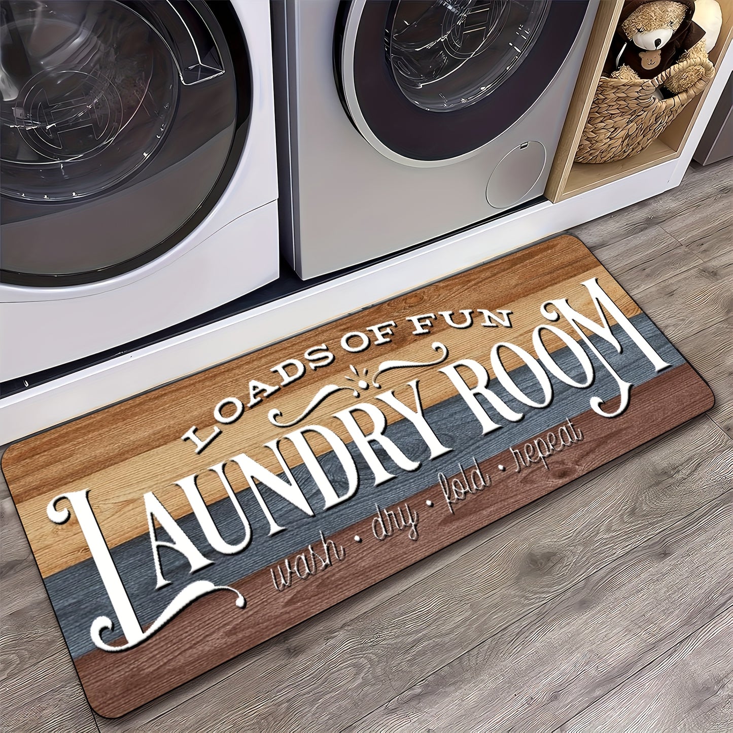 1pc Non Slip Laundry Room High Quality Runner Rug, Decor Non-Skid Comfort Standing Mat Machine Washable Text Design Laundry Mat, Floor Mats & Matting for Kitchen, Porch, Bathroom, Hotel, Commercial Laundry Rooms, And Home