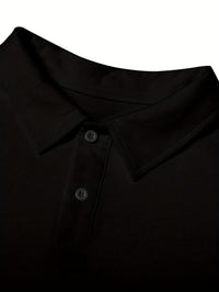 Classic Fit, Men's Casual Shirt with Chest Pocket - Breathable, Stretch Fabric for Golf & Tennis - Solid Color, Short Sleeve, Button Detail