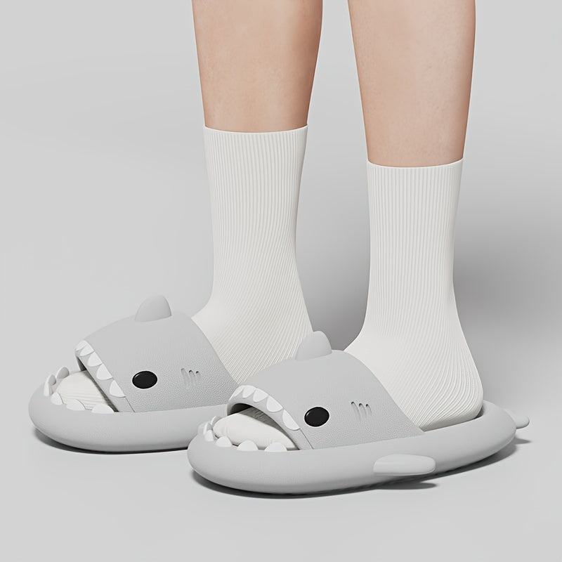 Comfy Shark Cartoon Slides - Unisex Slippers with Soft Wear-Resistant Soles for Casual Summer Outdoor Beach Wear - Breathable, Lightweight, and Easy to Clean