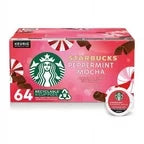Starbucks K-Cup Coffee Pods, Peppermint Mocha Naturally Flavored Coffee for Keurig Brewers (64 Pods Total)