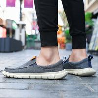 Men's Solid Color Breathable Slip On Canvas Shoes, Comfy Non Slip EVA Sole Durable Walking Shoes, Men's Footwear