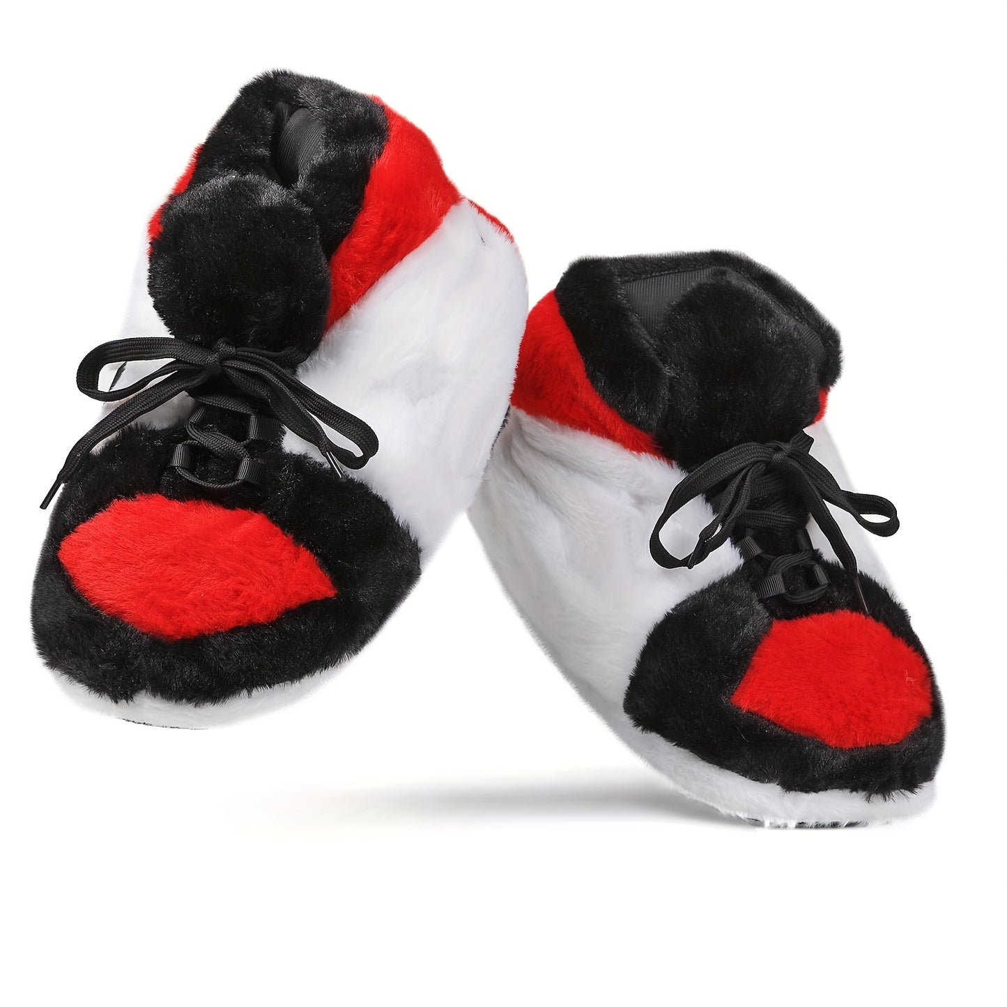 Men's Fuzzy Lace Up Thermal Home Shoes, Comfy Non Slip Casual Funny Indoor Shoes, Men's Footwear