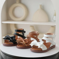 Adorable Bow-Adorned Casual Sandals For Baby Girls, Soft Sole Sandals Perfect For Walking