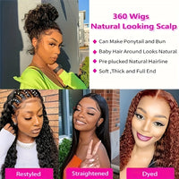 Doheroine Deep Wave 360 HD Lace Wig - 180% Density with Pre-Plucked Baby Hair for a Natural, Voluminous Look