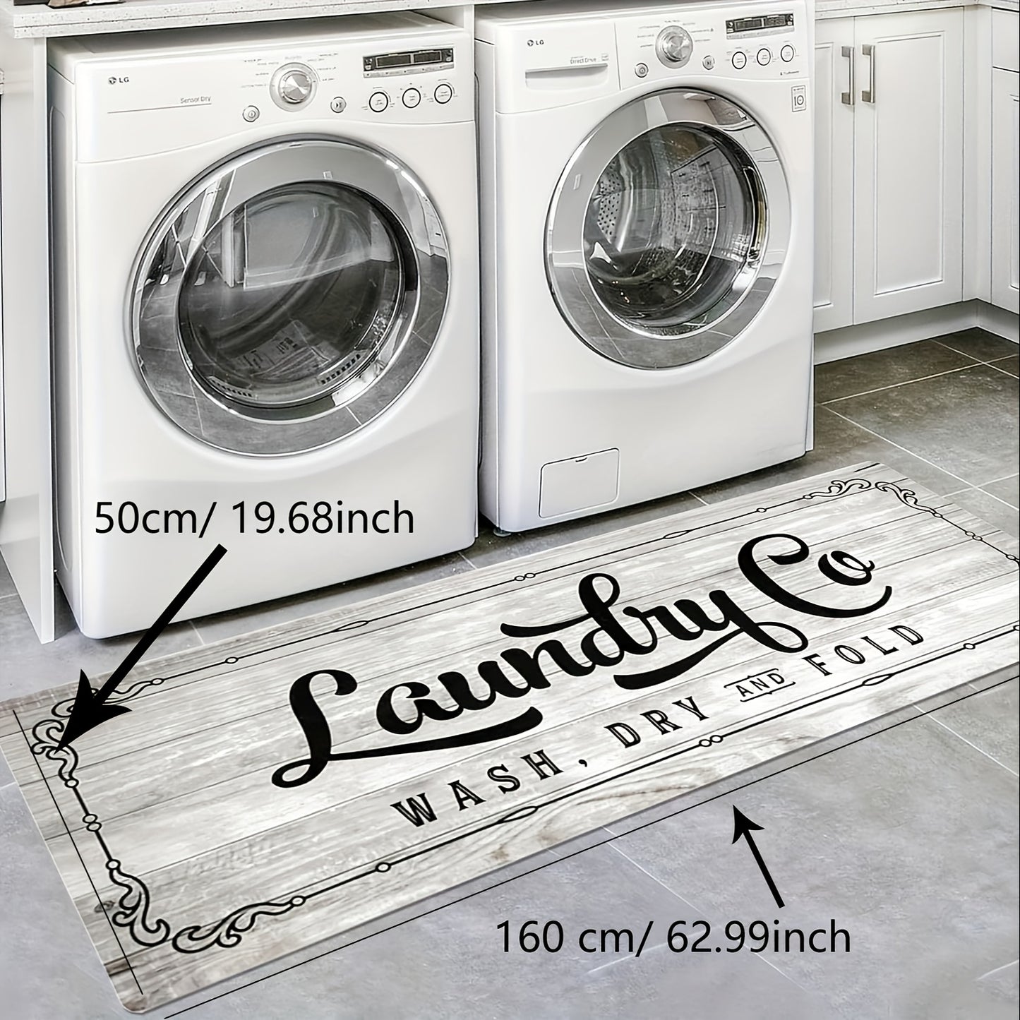 1pc Non Slip Laundry Room High Quality Runner Rug, Decor Non-Skid Comfort Standing Mat Machine Washable Text Design Laundry Mat, Floor Mats & Matting for Kitchen, Porch, Bathroom, Hotel, Commercial Laundry Rooms, And Home