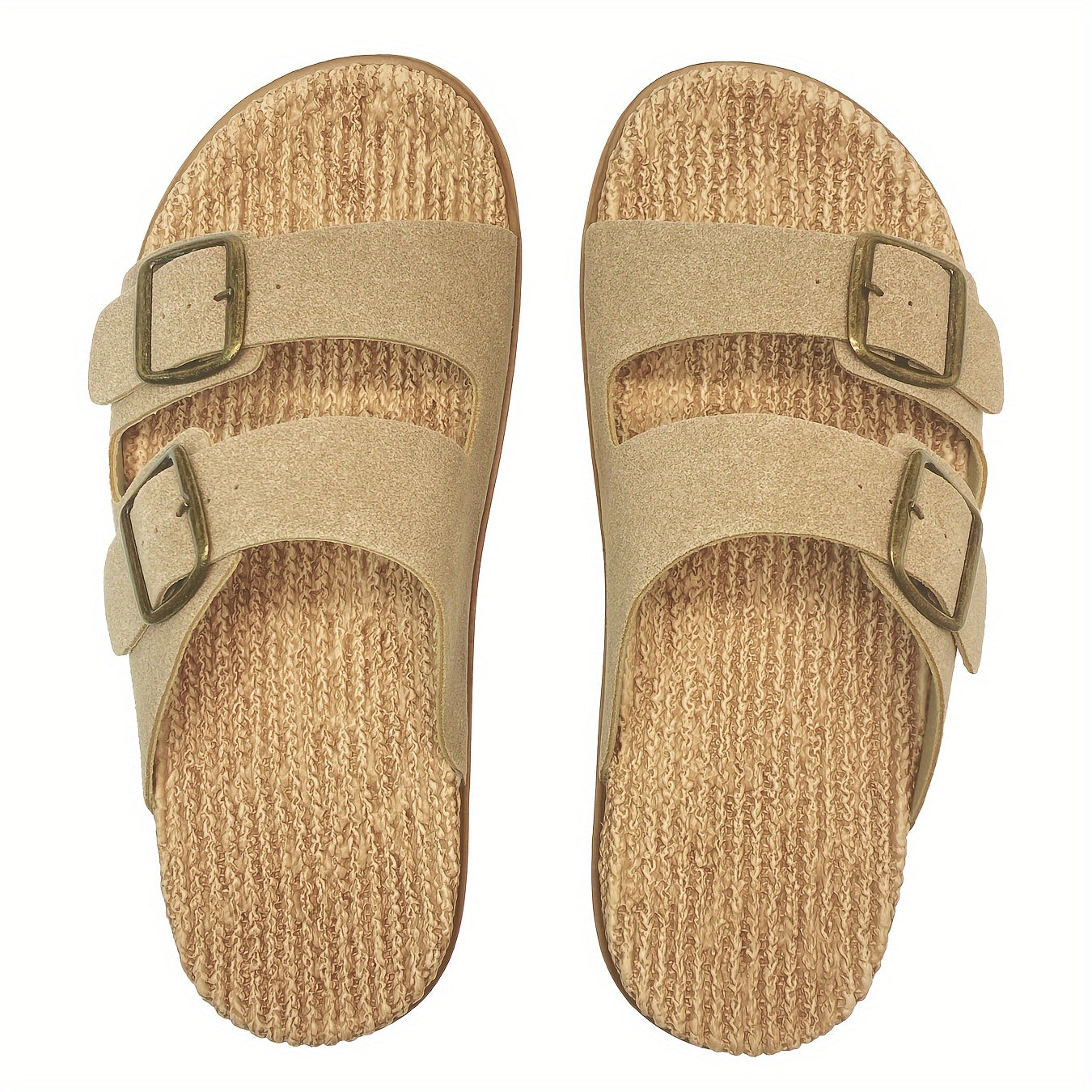 Men's Solid Colour Open Toe Breathable Slippers With Buckle Straps, Comfy Non Slip Casual Durable EVA Sole Slides, Men's Footwear