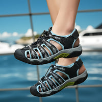 Summer Big Size Men'S Sandals Thick Sole Wear-resistant Outdoor Sports Toe-covered Leisure Sandals Breathable Hollow Men'S Beach Shoes Four-season Slippers