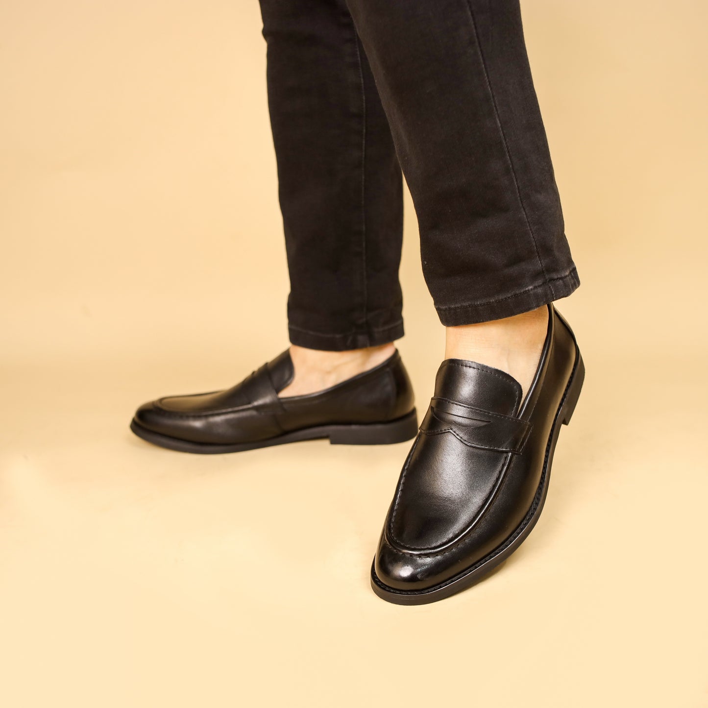 [Top Grain Leather Slip On Loafers] Men's Top Grain Cow Leather Upper Slip On Loafer Shoes, Comfy Non Slip Rubber Sole Casual Dress Shoes, Men's Footwear