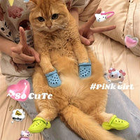 2pcs/set Pet Breathable And Comfortable Cat Shoes, Cute Puppy Sandals, Candy Color, Summer Outdoor Anti-slip, Anti-scratch, Durable Bite Dog Boots For Small Cats And Dogs Gifts Supplies