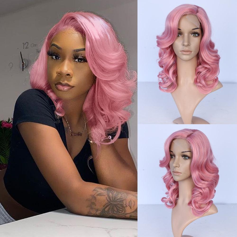 [130% Density Heat Resistant Wig] Chic Bob Wig for Women - Loose Curly, Side Part, Synthetic Lace Front in Black & Brown, 130% Density, Heat Resistant, Perfect for Cosplay & Daily Wear, Short Wig, Perruque