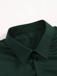 Elegant Solid Color Men'S Dress Shirt - Polyester Woven Fabric, Regular Fit, Button-Down Collar, All-Season Comfort, Ideal Gift for Partners