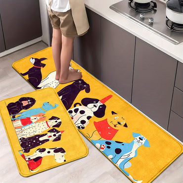 Festive Dog Animal Kitchen Mats: Non-slip, Durable, and Comfortable for Kitchen, Home, Office, Bathroom, and Laundry Room - Available in Different Sizes