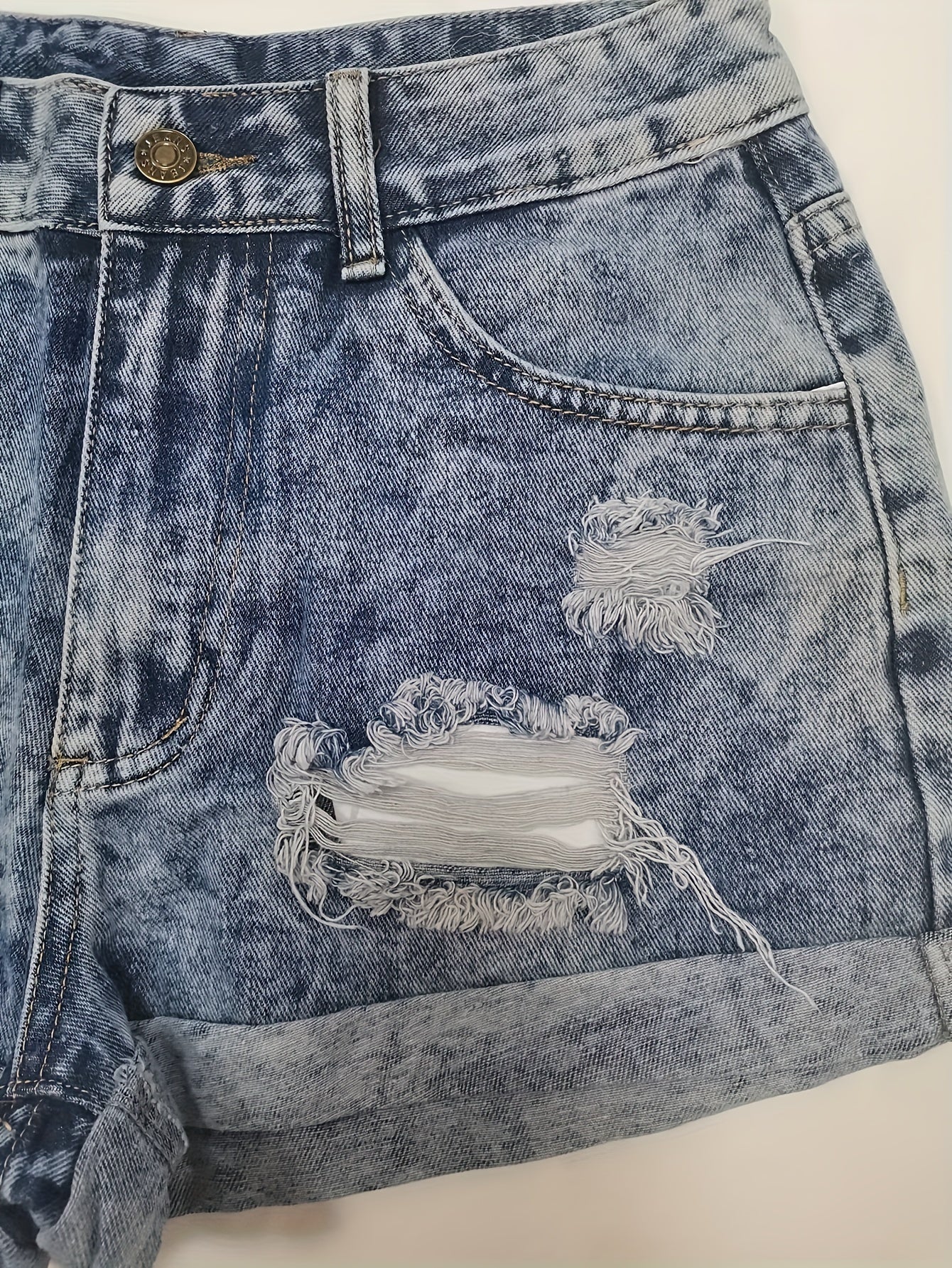 [Women's Fashion Denim Shorts] Fashion Hole Women's Denim Shorts