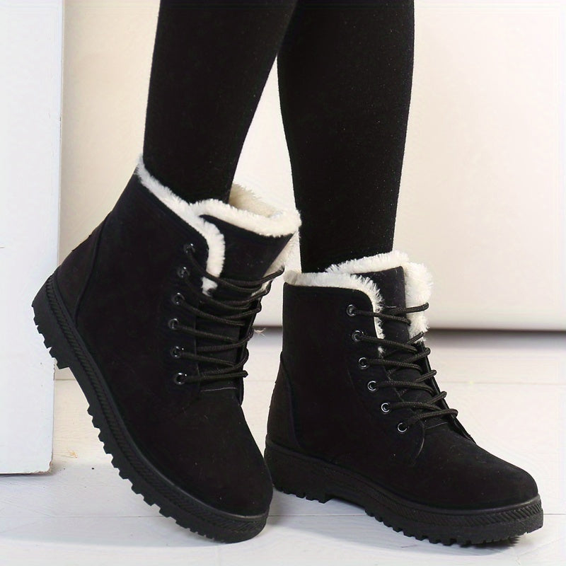 [Winter Snow Boots] Slip-Resistant & Plush Lined Women's Winter Snow Boots | PU Sole, Lace-Up Closure, Cushioned Insole - Cold Weather Boots for Everyday & Formal Outfits - Extended Sizes up to US Women's 44 (EU 43) - Black B