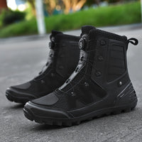 Men's Professional High Top Motorbike Boots With Adjustable Rotating Buckle, Comfy Non Slip Durable Microfiber Upper Rubber Sole Shoes, Men's Footwear