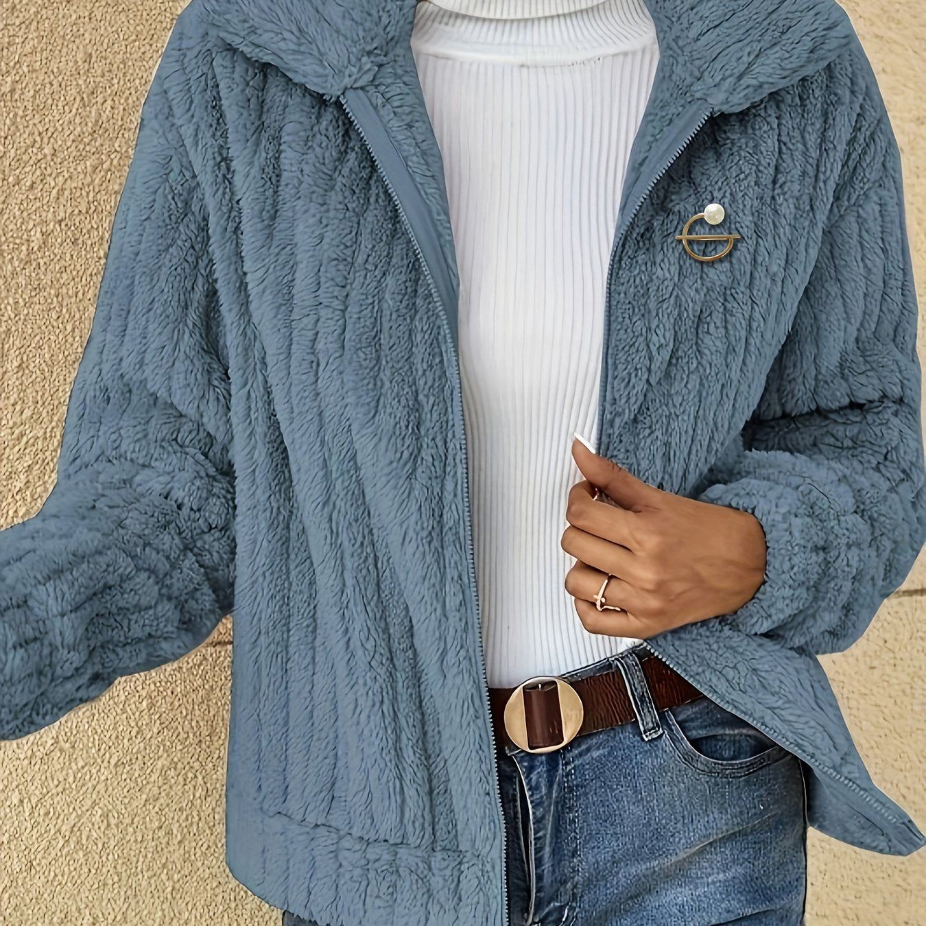 Women's Luxurious Fuzzy Coat - Toasty Elegance, Chic Open Front Design, Long Sleeve Comfort, Versatile for Casual & Formal Occasions - Cozy Fashion Outerwear