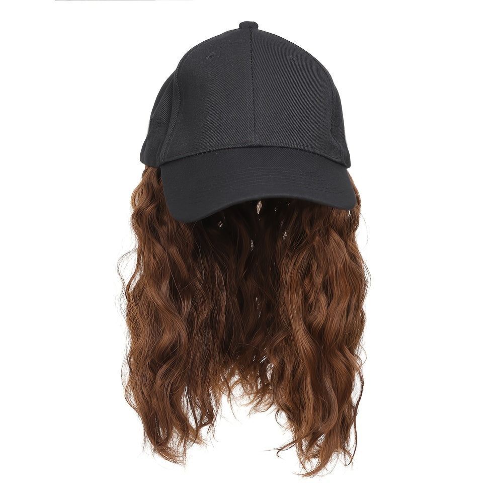 12 Inch Short Wave Baseball Cap Wig With Curly Hair Extension Synthetic Wave Wig Hat For Women Adjustable Baseball Hat Wig