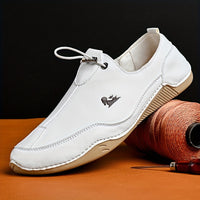 Men's Solid Color Microfiber Upper Walking Shoes, Classic Comfy Non Slip Rubber Sole Adjustable Buckle Shoes, Men's Footwear