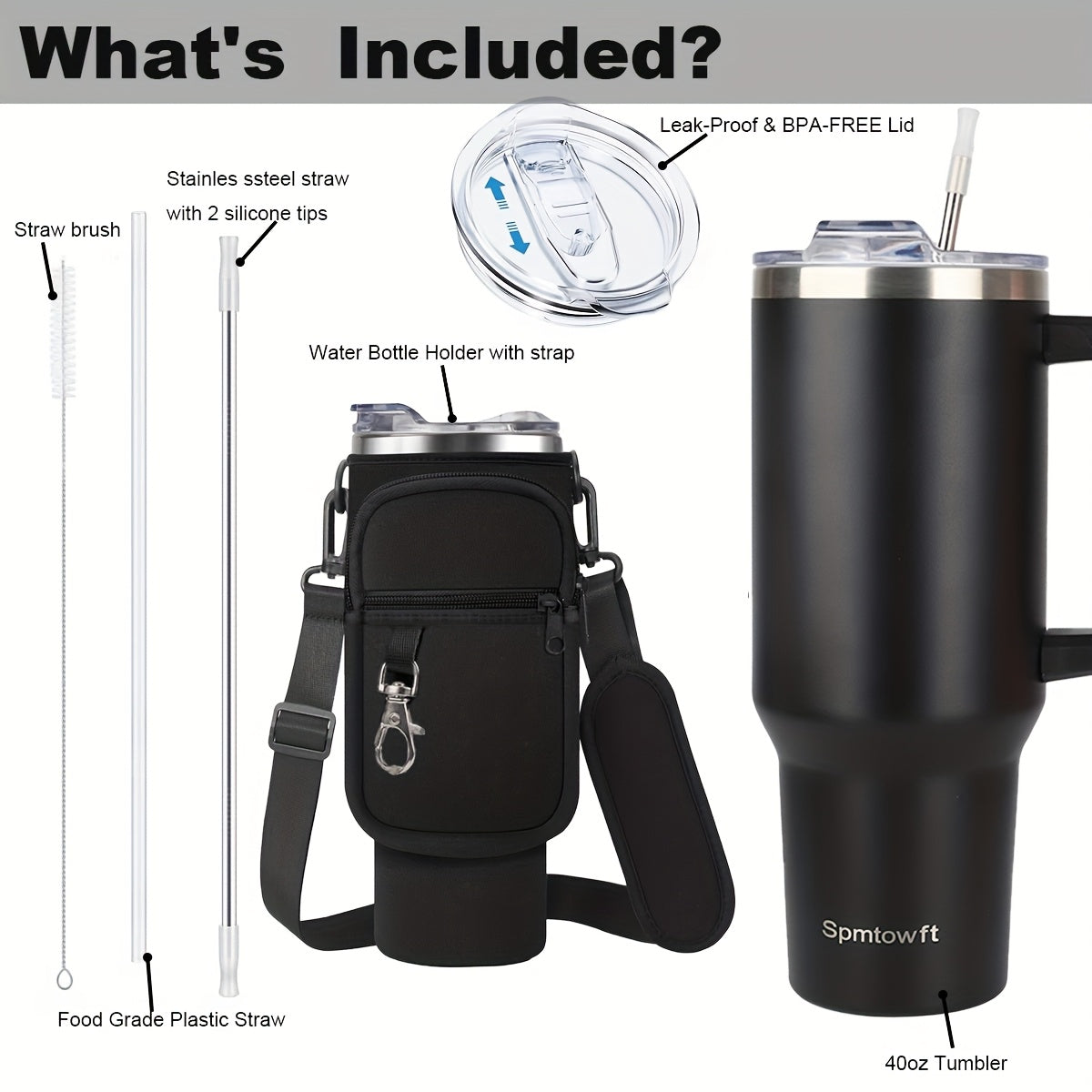 40oz Tumbler with Handle and Straw Lid& Carrier Bag, Durable Stainless Steel Travel Coffee Mug, Reusable Straw, Suitable For Hot And Cold Drinks, BPA-free Metal Water Bottles, Valentines Day Gifts, Wedding, Mens Gifts, Gifts
