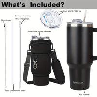 40oz Tumbler with Handle and Straw Lid& Carrier Bag, Durable Stainless Steel Travel Coffee Mug, Reusable Straw, Suitable For Hot And Cold Drinks, BPA-free Metal Water Bottles, Valentines Day Gifts, Wedding, Mens Gifts, Gifts