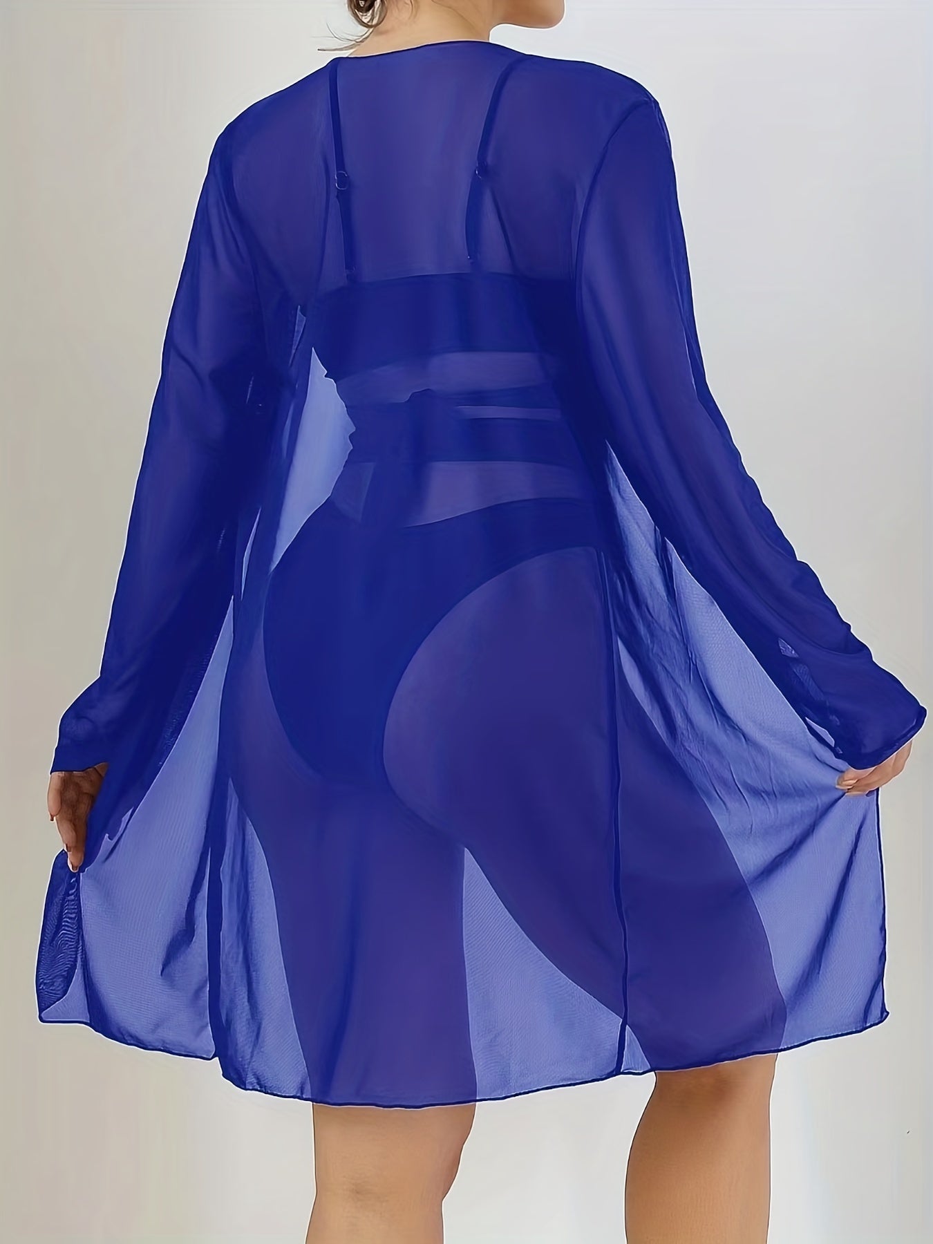 3-Pieces V Neck Bikini Sets, Criss Cross Strap High Cut With Cover Up Shirt Long Sleeves Bathing Suit, Women's Swimwear & Clothing
