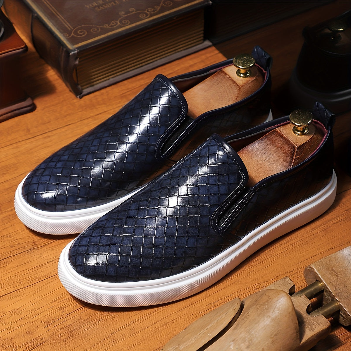 Plus Size Men's Vintage Solid Color Slip On Loafer Shoes, Comfy Non Slip Casual Durable Rubber Sole Walking Shoes, Men's Footwear