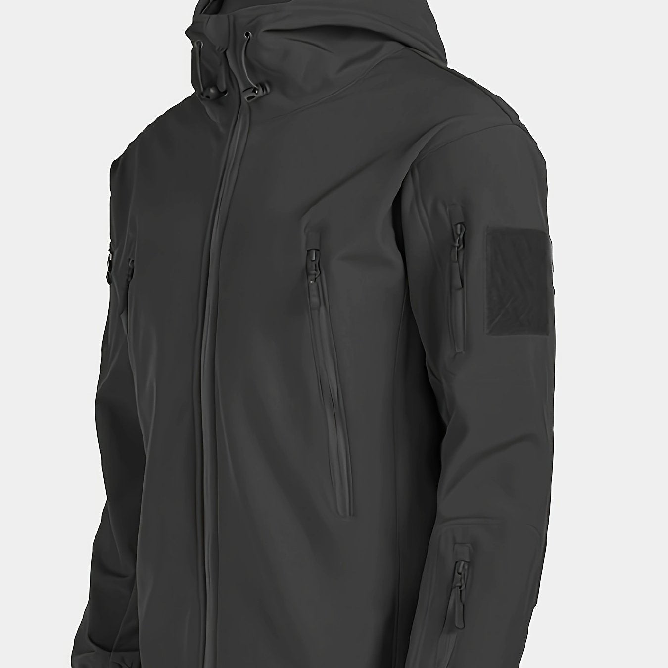 Warm Fleece Hooded Windbreaker Jacket, Men's Casual Zip Up Jacket Coat For Fall Winter Outdoor Hiking Camping Cycling
