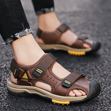 [Breathable Sandals] Summer Breathable Men's Sandals | Casual Sporty Open-Toe Shoes with Adjustable Straps, Faux Cover & Rubber Sole for Beach, Hiking, and Outdoor Activities