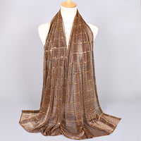 Women Solid Color Scarf Thin Breathable Shawl Lightweight Sparkling Metallic Wrap
