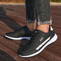 [Lightweight Running Shoes] VanWeir Men's Lightweight Running Shoes | Navy Blue & White, Stability Lace-Up Sneakers with MD/TPR Sole, Breathable Fabric Lining for Outdoor Sports, Hiking & Casual Wear