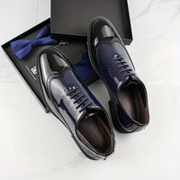 Men's Trendy Color Bock Wingtip Oxford Shoes, Comfy Non Slip Durable Lace Up Elegant Formal Shoes, Men's Footwear