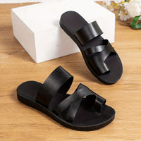 Women's Solid Color Slide Sandals - Casual Loop Toe Flat Summer Shoes, Lightweight Beach Shoes - For Women -  Suitable for Summer, Beach, Vacation - Perfect Gift for Women
