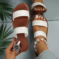 Women's Double Strap Slide Sandals - Casual Slip On Flat Summer Shoes, Lightweight - For Women - Perfect for Beach, Pool, and Casual Wear - Ideal Gift for Summer