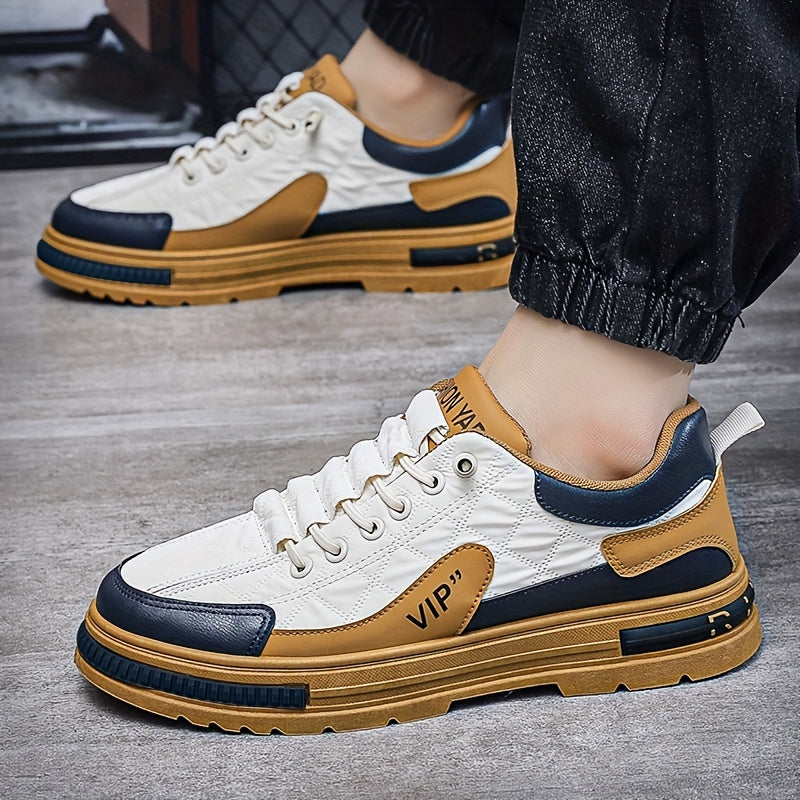 [Colour Block Skateboard Shoes] Men's Chic Street Style Colour Block Skateboard Shoes, Comfy Non Slip Casual Sneakers For Men's Outdoor Activities, Men's Footwear