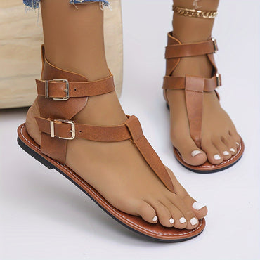 Womens Solid Color Thong Sandals with Stylish Buckle Detail - Ultra-Lightweight & Soft Sole - Effortless Casual Beach Shoes for Summer Escapes - Perfect for Koningsdag/Kings Day Celebrations
