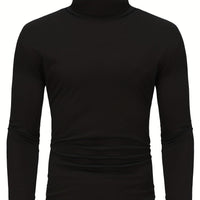 Long-Sleeved Multicolor Turtleneck Shirt for Men - Soft Medium Stretch Polyester Fabric, Regular Fit, High Neck Collar, Machine Washable, Perfect for Spring and Fall Seasons