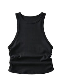 4 Packs Side Ruched Tank Tops, Y2K Crew Neck Tank Tops For Summer, Women's Clothing
