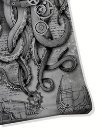Men's Casual Shirt with Unique Octopus Print - Breathable Polyester, Perfect for Golf & Outdoor Activities