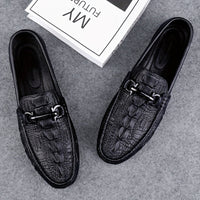 Men's Solid Colour Top Grain cow Leather Vintage Slip On Penny Loafer Shoes, Comfy Non Slip Durable Rubber Sole Formal Shoes, Men's Footwear