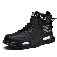Men's Easily Wiped Clean Skate Shoes With Good Grip, High Top Trainers Fashion Sneakers Breathable Lace-up Outdoor Shoes, Men's Footwear