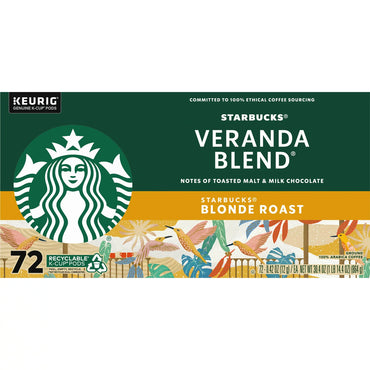 Starbucks Veranda Blend Light Roast K-Cup Pods for Keurig Brewers, 72 pods