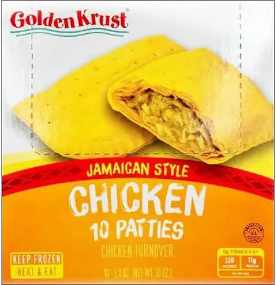 Golden Krust Jamaican Style Spicy Chicken, Jamaican Style Spicy Beef, 50 oz, 10 count and Coco Bread, 8-Pack