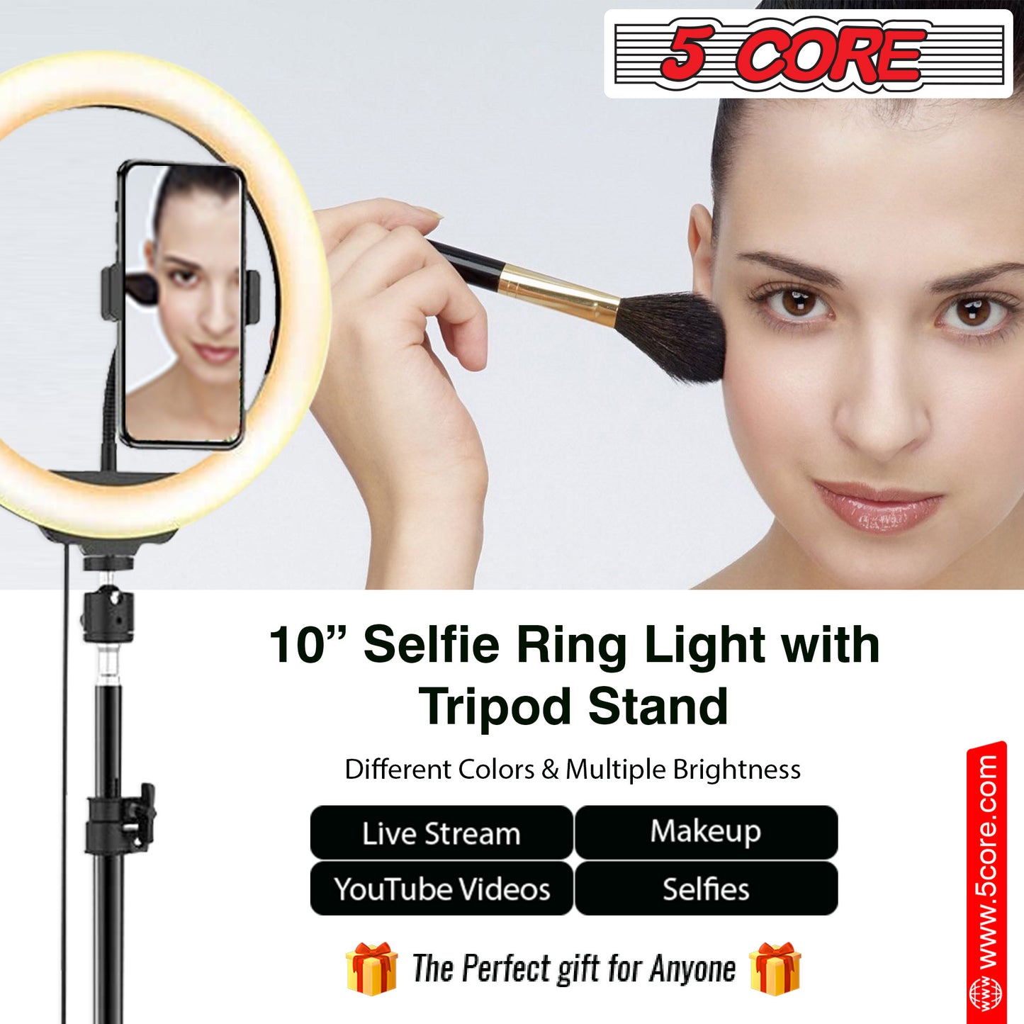 8" / 10" LED TIK Tok Ring Light with Tripod Stand Phone Holder Ringlight Stand for Makeup Tiktok Live Zoom Halo Light 5 Core RL8/ RL10