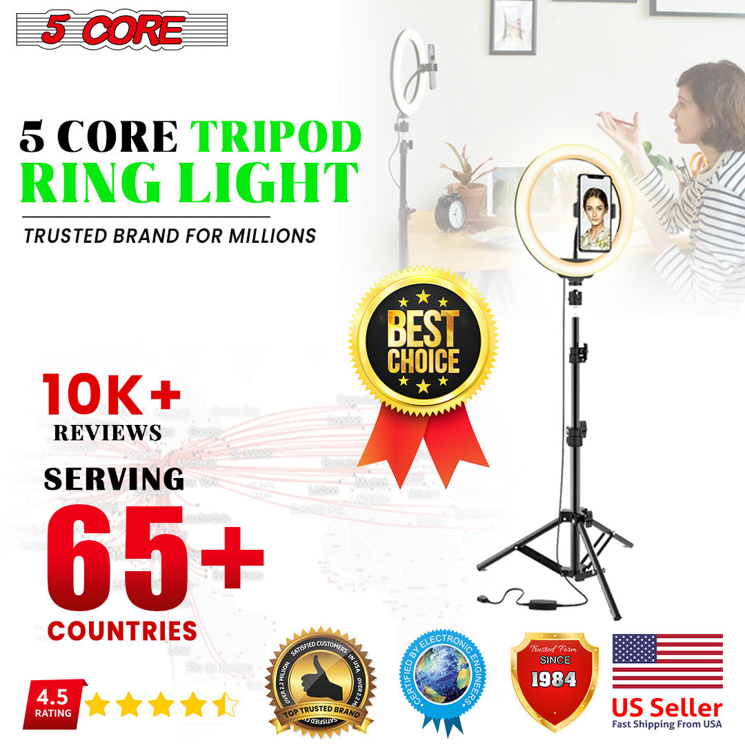 8" / 10" LED TIK Tok Ring Light with Tripod Stand Phone Holder Ringlight Stand for Makeup Tiktok Live Zoom Halo Light 5 Core RL8/ RL10