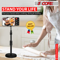 5 Core Phone Holder Stand for Desk Cellphone Stands for Mobile Round Base Boom Video Call Conference Portable ZM 18