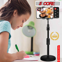 5 Core Phone Holder Stand for Desk Cellphone Stands for Mobile Round Base Boom Video Call Conference Portable ZM 18